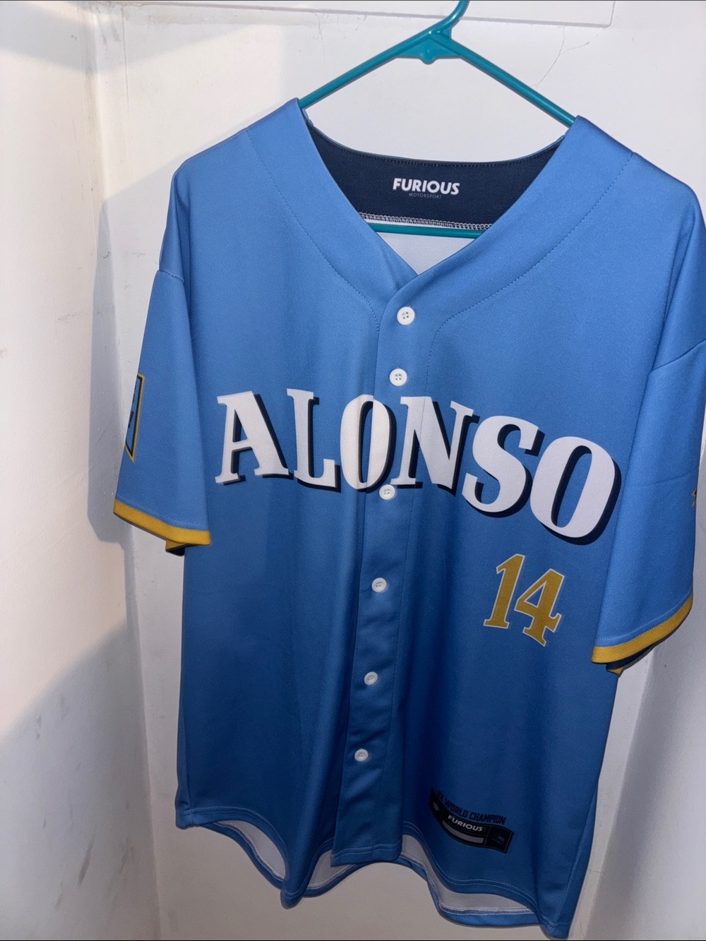 Furious ALONSO Blue Baseball Jersey with Yellow Accents